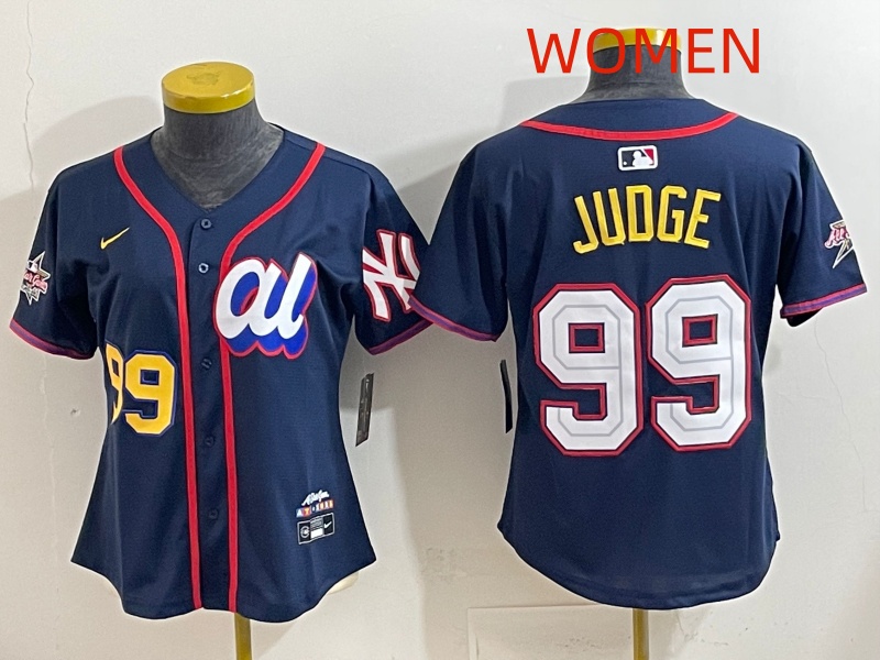 Women 2025 New York Yankees 99 Judge dark Blue All star Nike MLB Jersey style 005